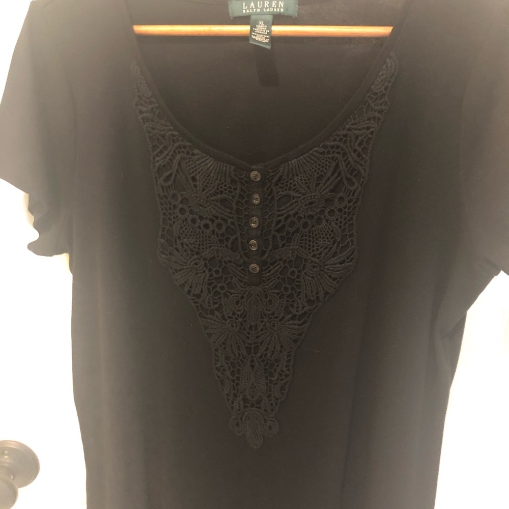 Lauren by Ralph Lauren Black Cotton Dress in T-shirt type material, XL - Picture 3 of 7